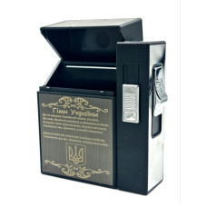 Портсигар для сигарет з USB зажигалкой + пьезо на 20 сиг Гимн Украины